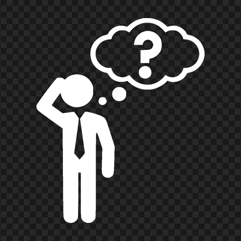 Thinking Person White Silhouette Icon PNG Image