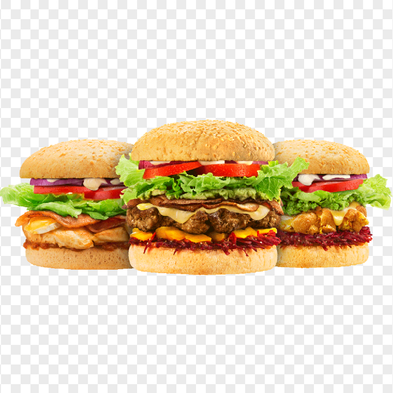Three Burgers Fast Food Download PNG