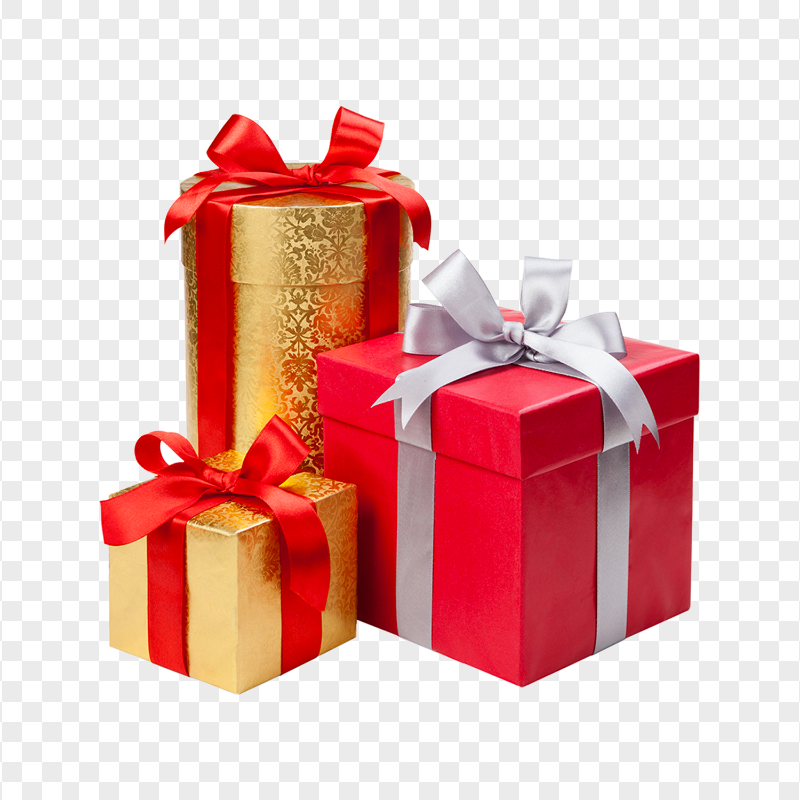 Three Christmas Gift Boxes Transparent PNG
