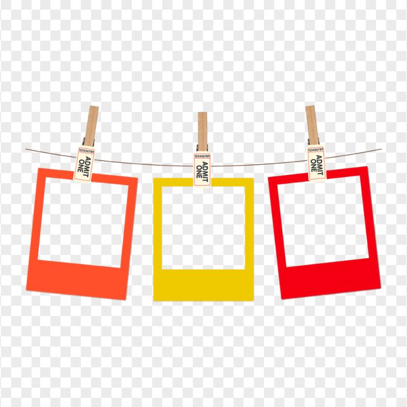 Three Polaroid Hanging Frames PNG Image