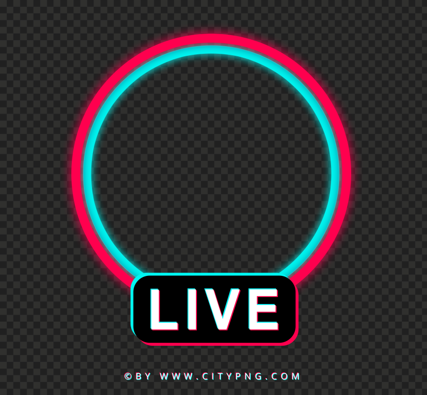 Tiktok Live Neon Circle Logo Sign PNG Image