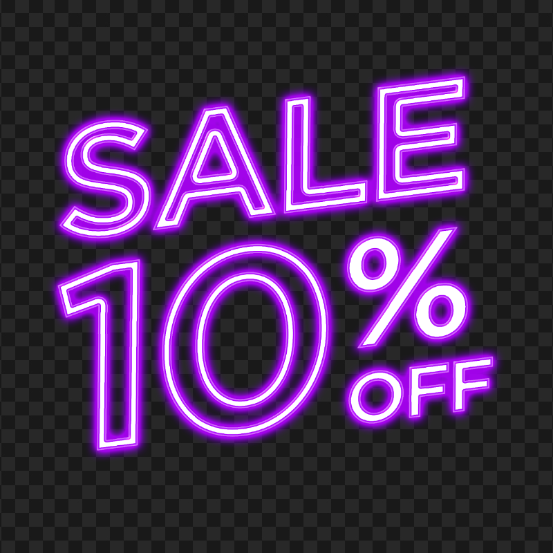 Transparent 10% Off Sale Purple Neon Sign