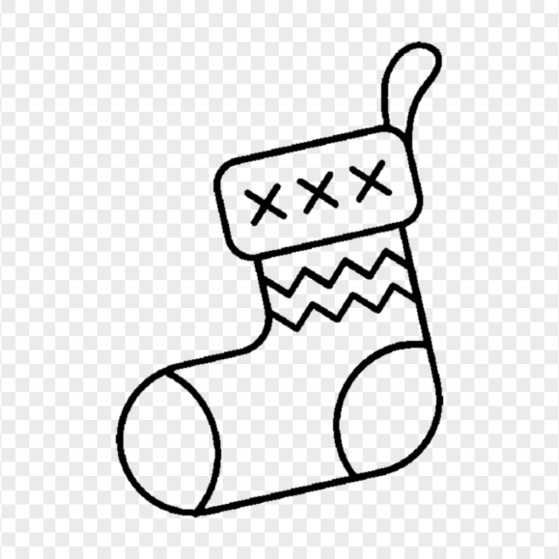 Transparent Black Christmas Sock Line Icon