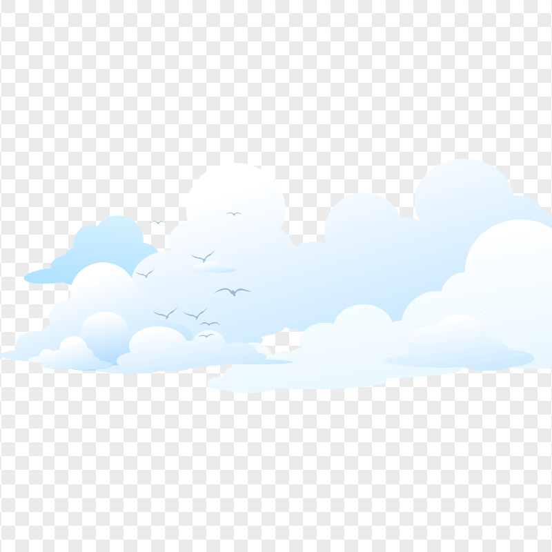 Transparent Cartoon Realistic Sky Clouds & Birds