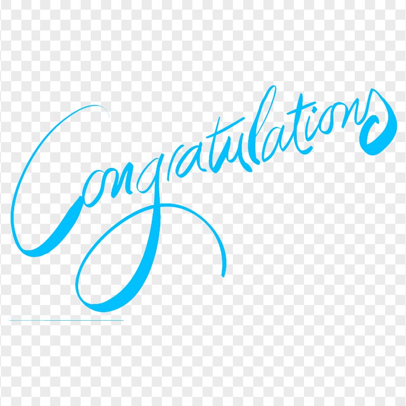 Transparent Congratulations Blue Text Word Calligraphy