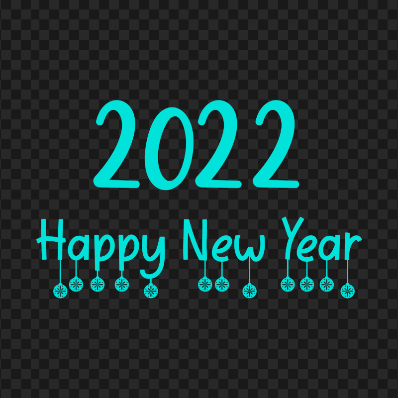 Transparent HD 2022 Happy New Year Blue Turquoise Text Logo
