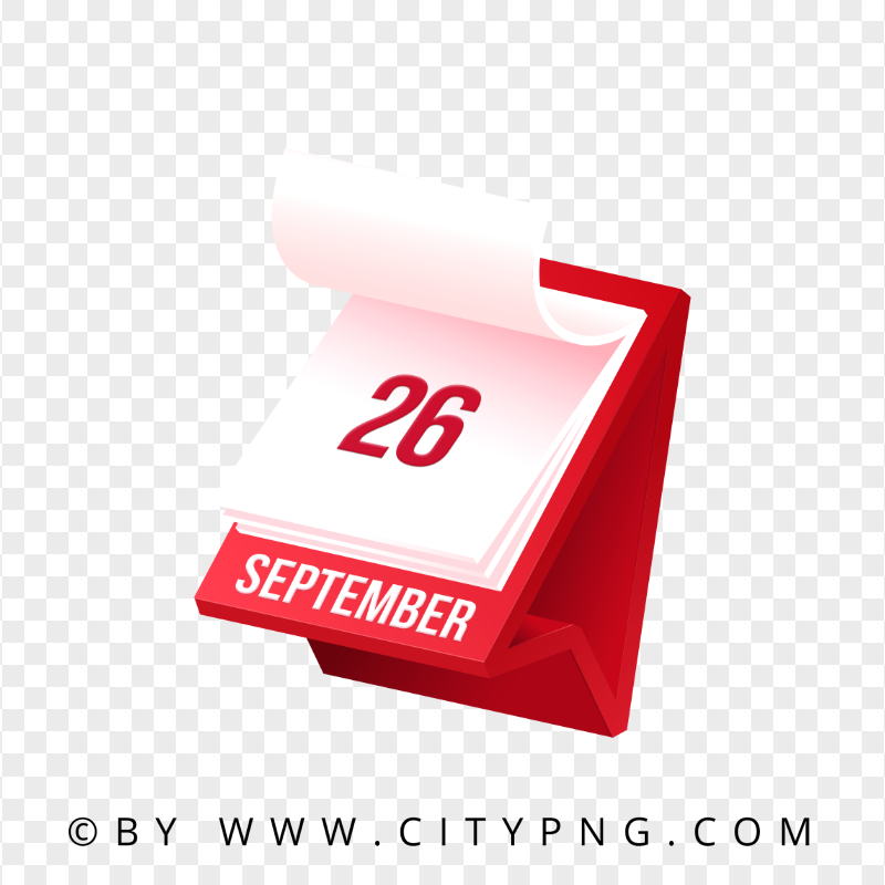 26 September Professional 3D Calendar Icon in Red Design