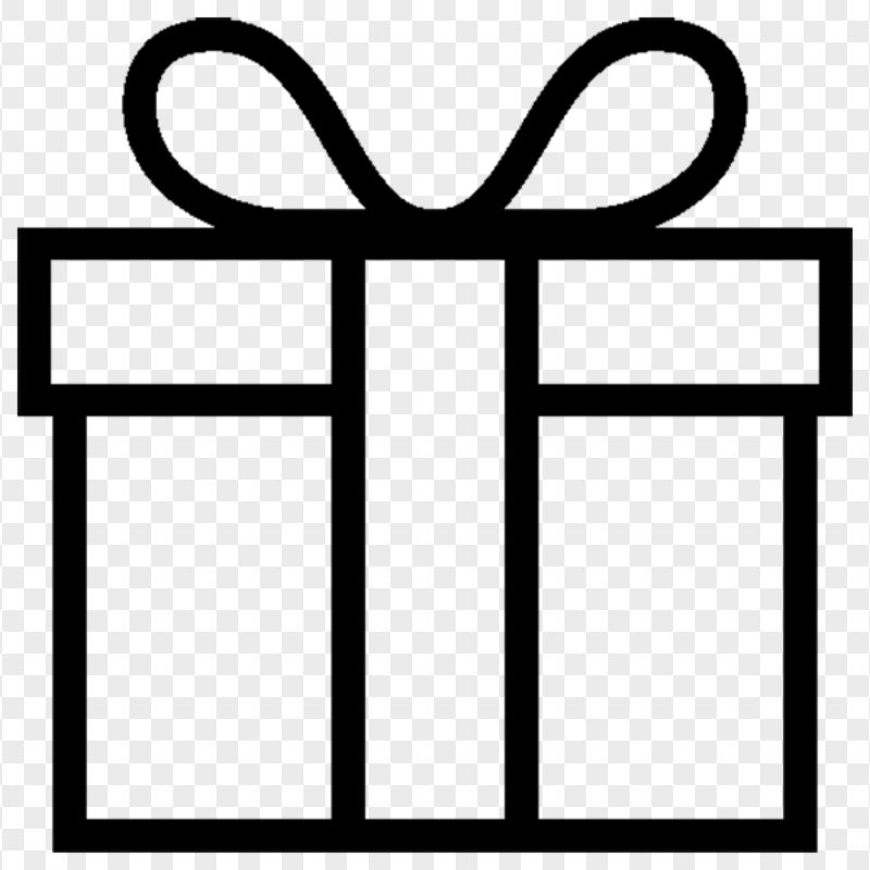 Transparent HD Black Line Outline Gift Box Icon