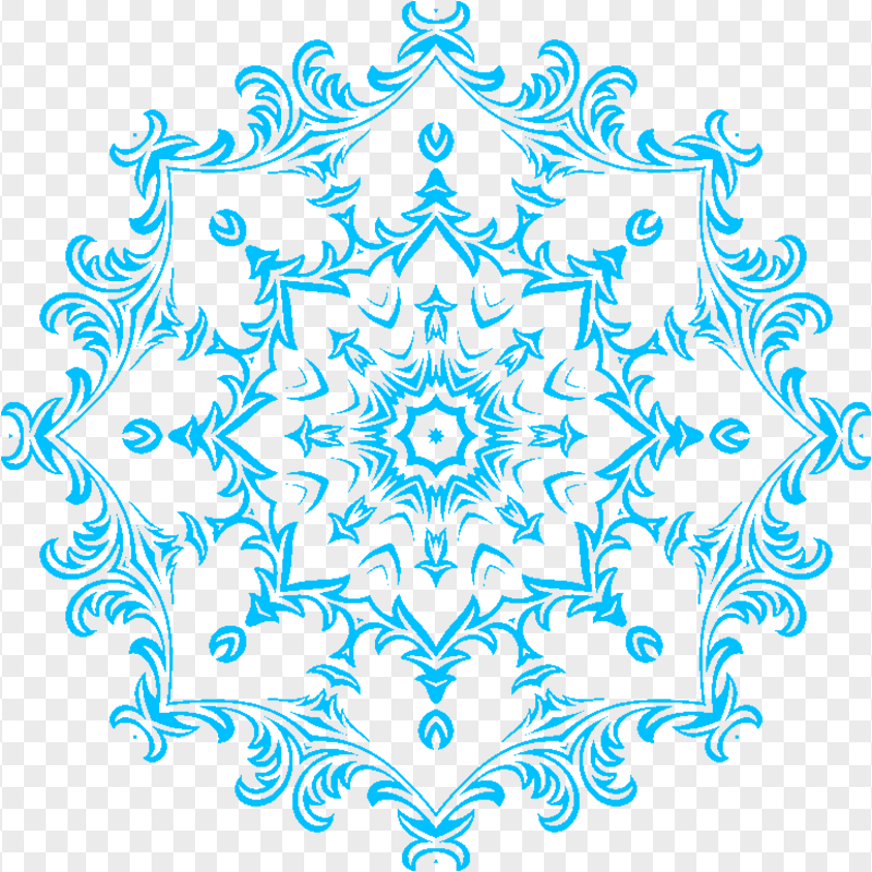 Transparent HD Blue Floral Design Motif