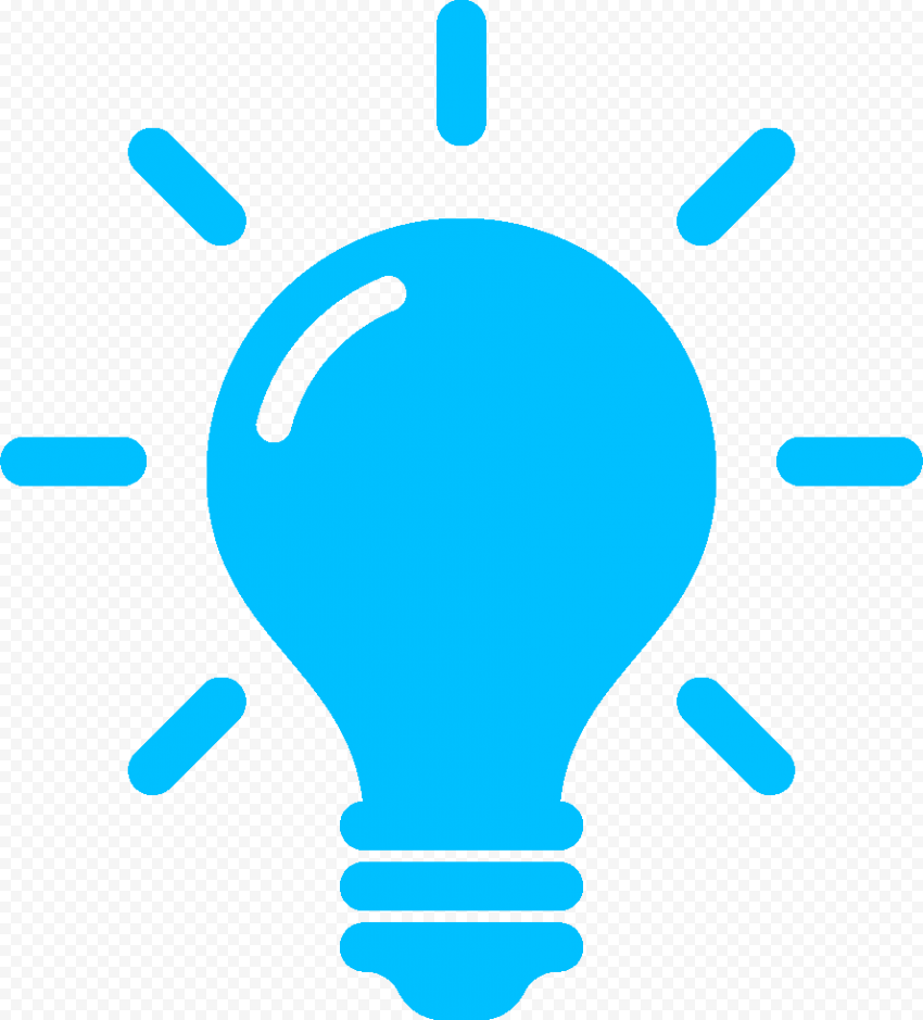 Transparent HD Blue Light Bulb Idea Icon Symbol