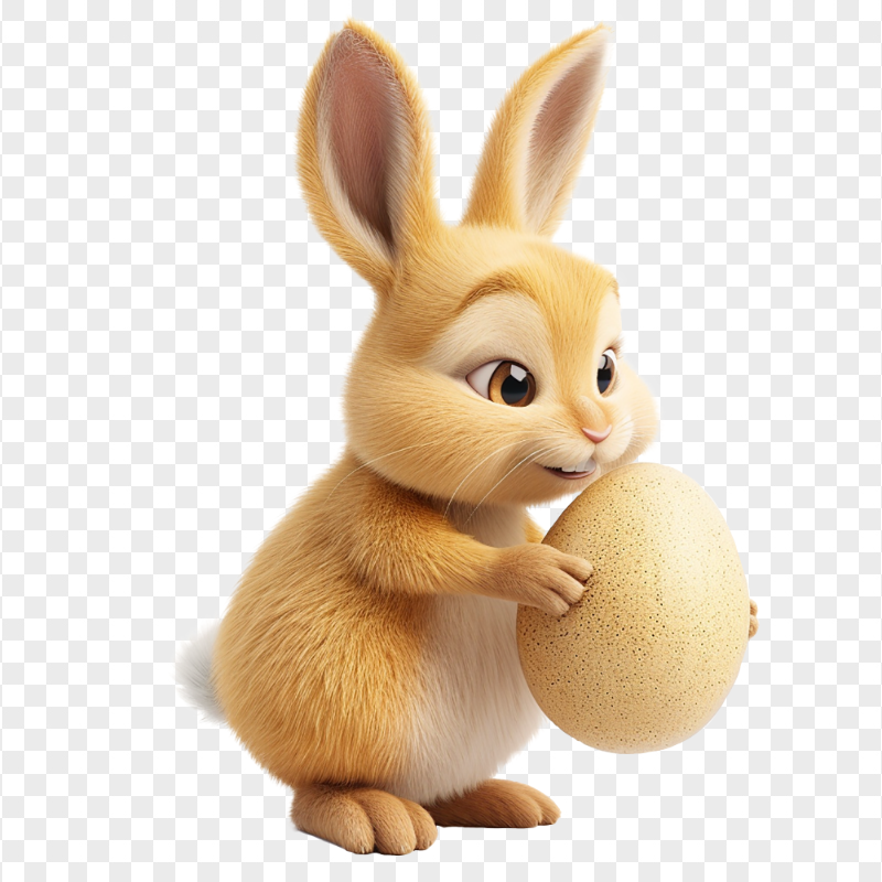 HD Cartoon Kawaii Easter Bunny with Egg