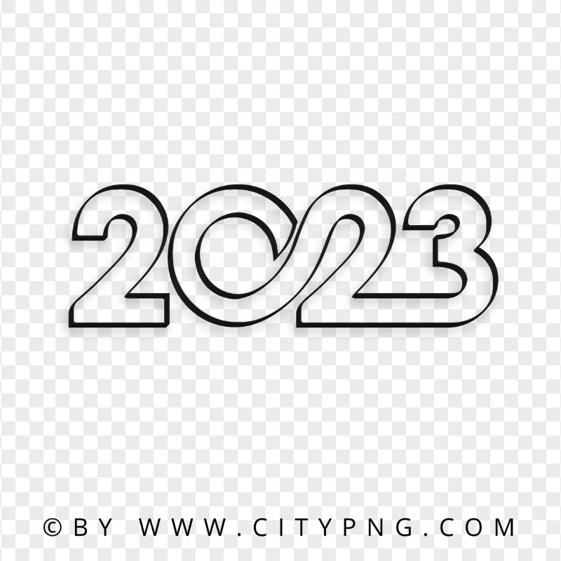 Transparent HD Creative Black 2023 Text Logo Numbers