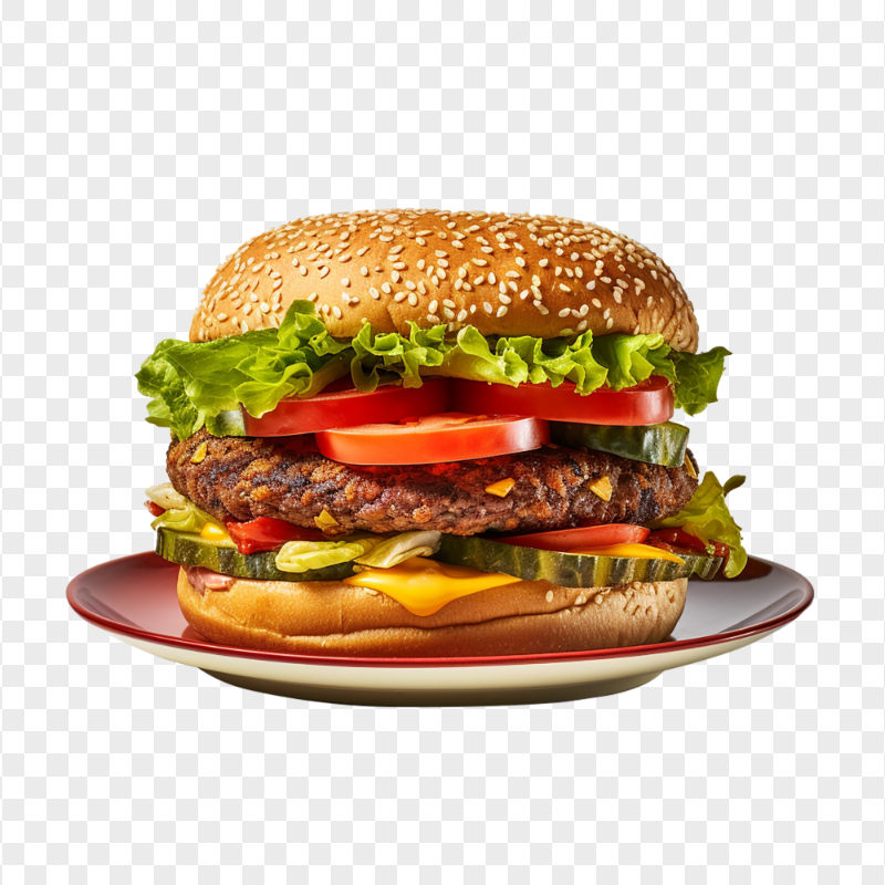 HD Flavorful Veggie Burger with Lettuce on Dish