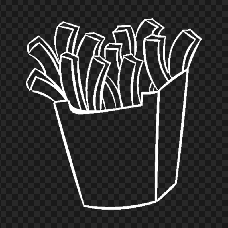 Transparent HD French Fries Cup White Outline Icon