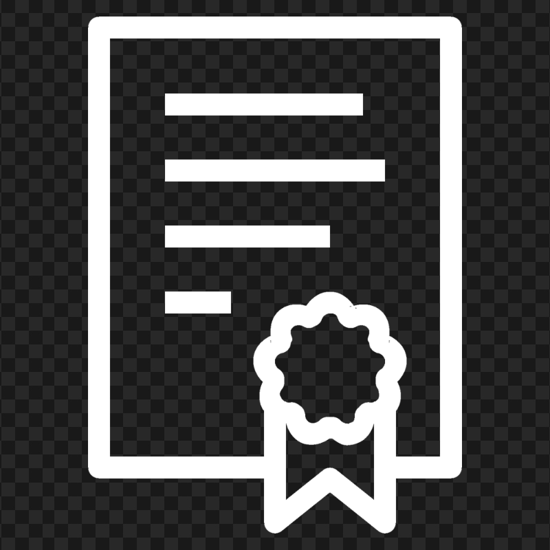 Transparent HD License Certificate White Icon