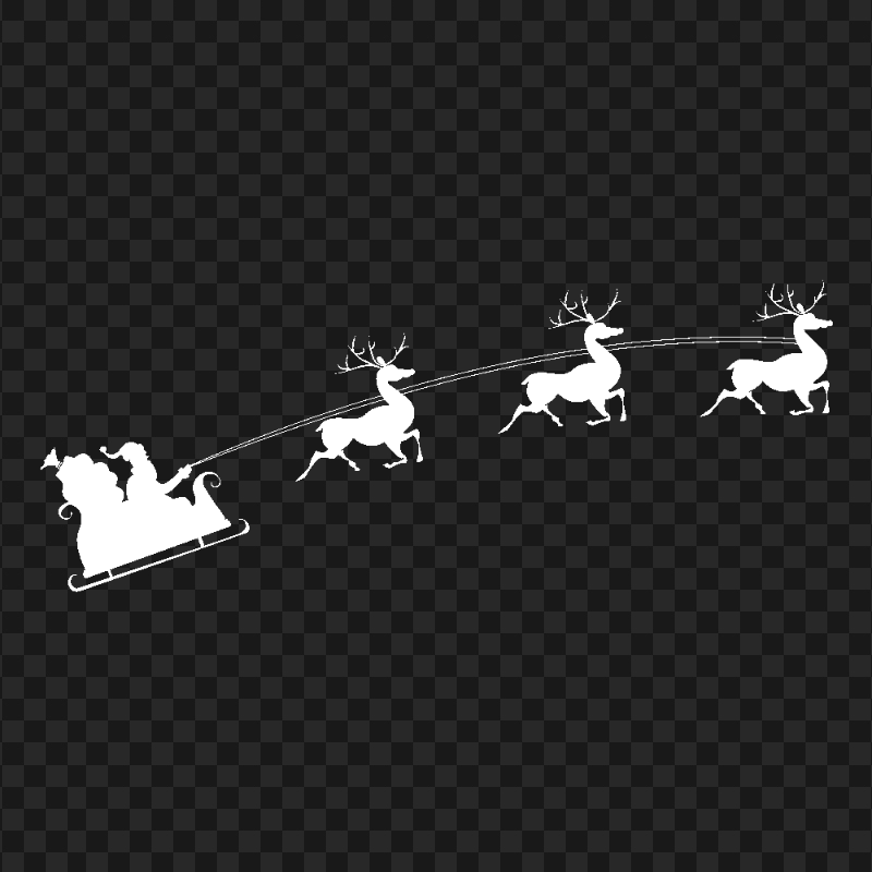 Transparent HD Santa Sleigh & Reindeer White Silhouette
