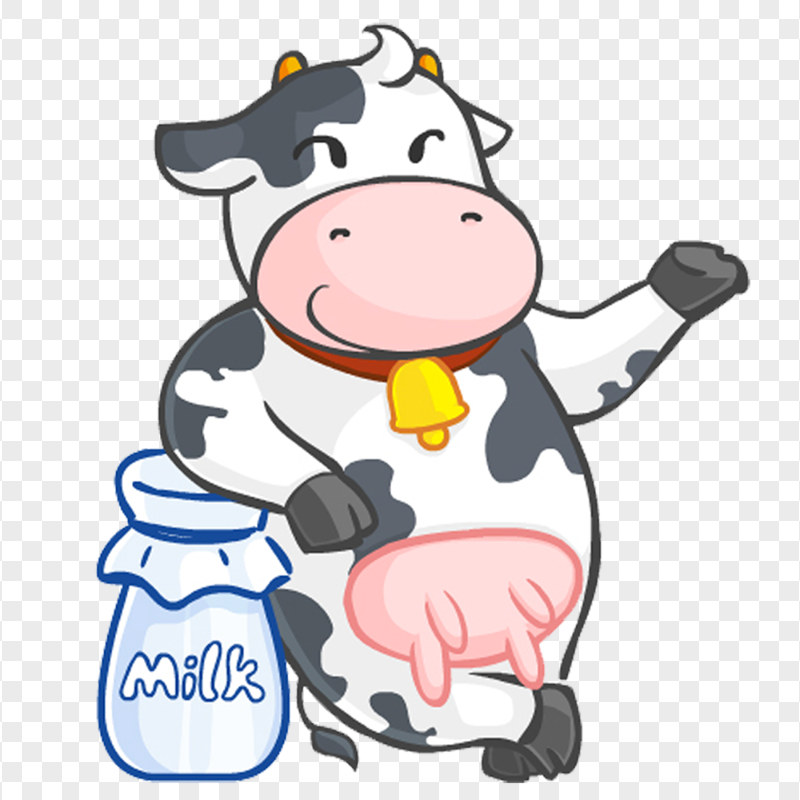 Transparent HD Standing Up Cartoon Cow Clipart Character