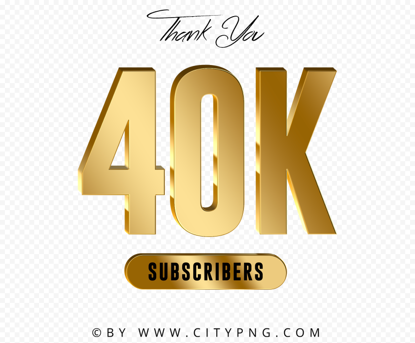 Transparent HD Thank You 40K Subscribers Gold
