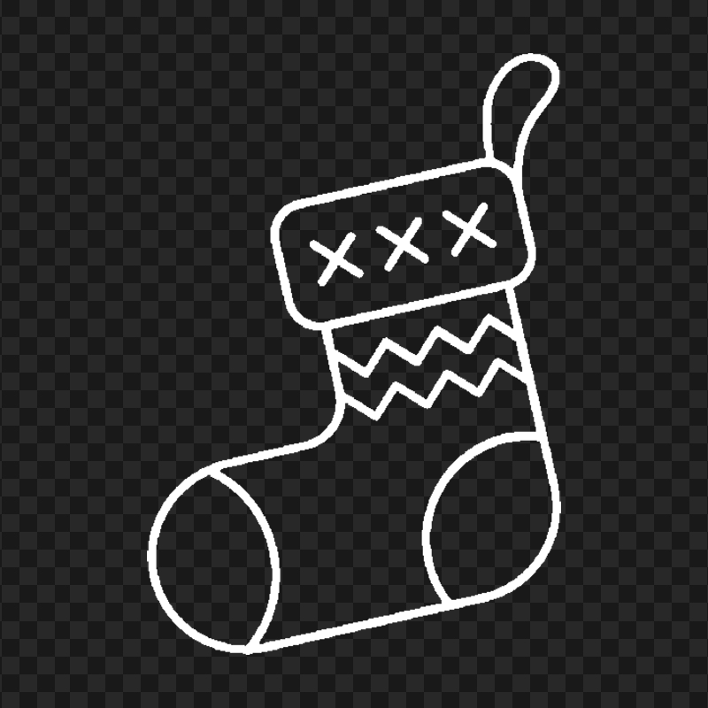Transparent HD White Christmas Sock Line Icon