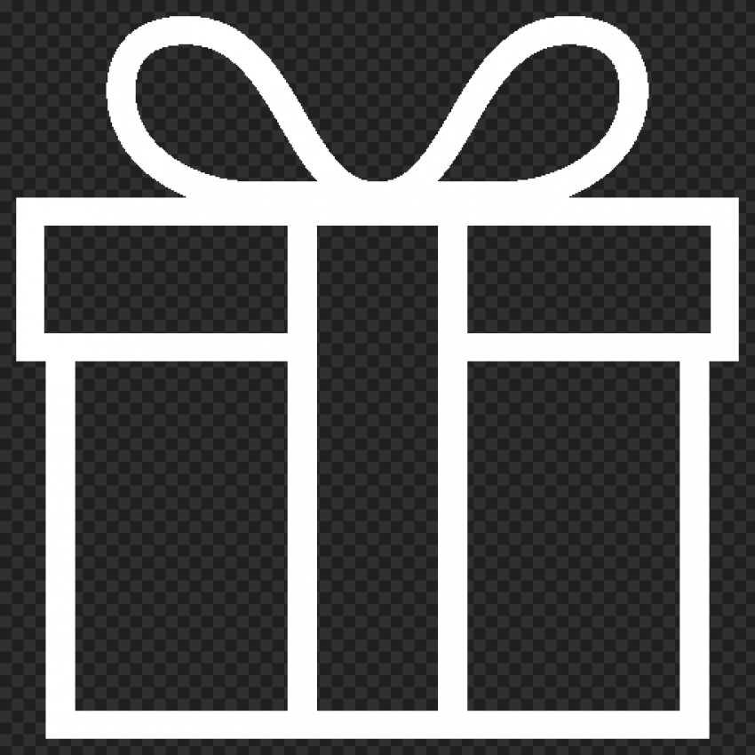 Transparent HD White Line Outline Gift Box Icon