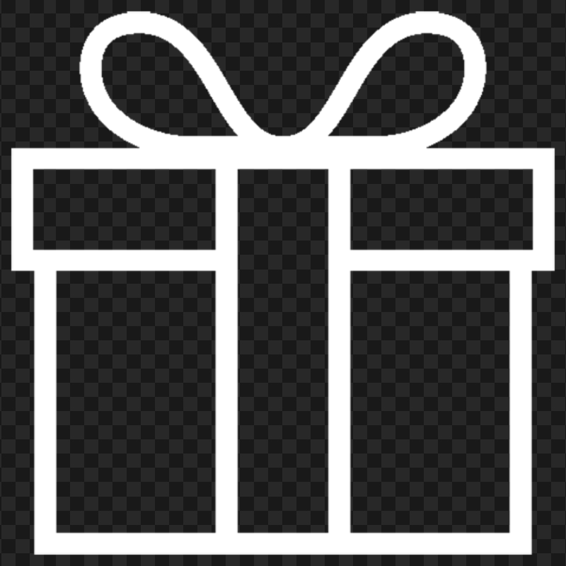 Transparent HD White Line Outline Gift Box Icon
