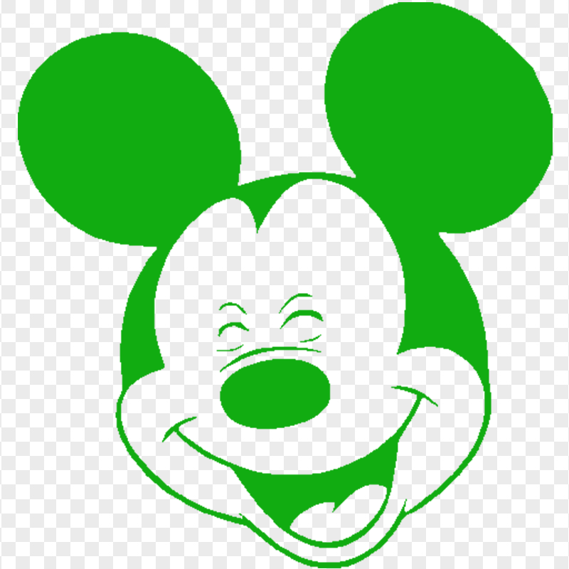 Transparent Mickey Mouse Face Green Silhouette