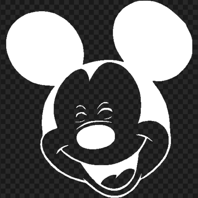 Transparent Mickey Mouse Face White Silhouette