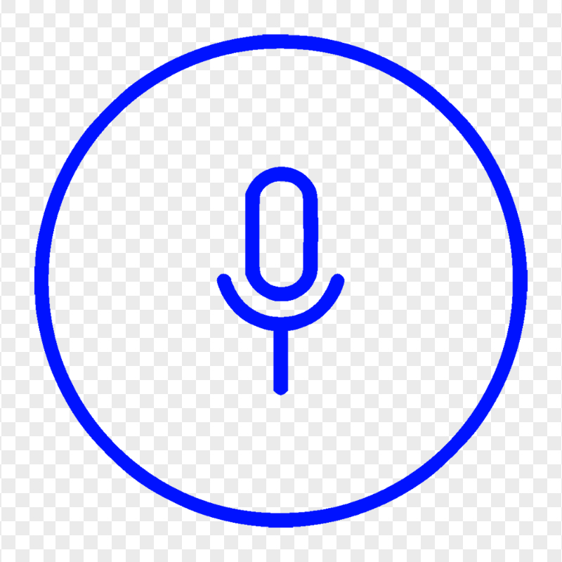 Transparent Round Voice Recorder Mic Line Dark Blue Icon