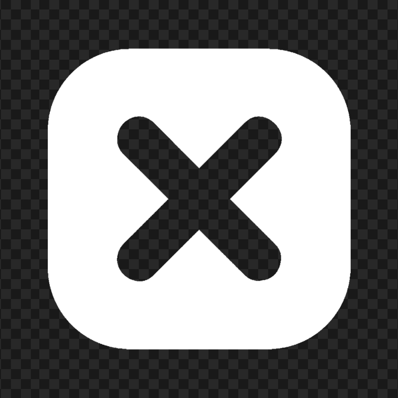 Transparent White Square Close X Button Icon