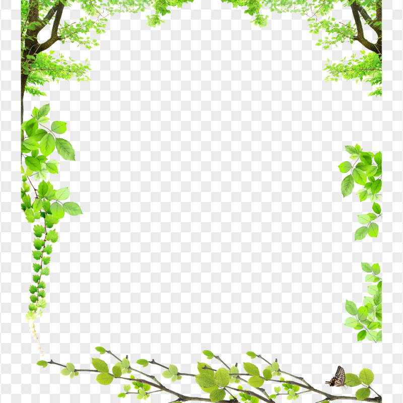 Trees Plant Leaves Frame Border PNG