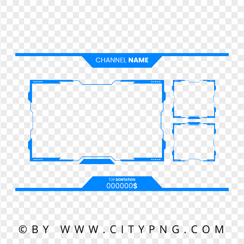 Twitch Overlay Blue Live Stream Frame PNG Image