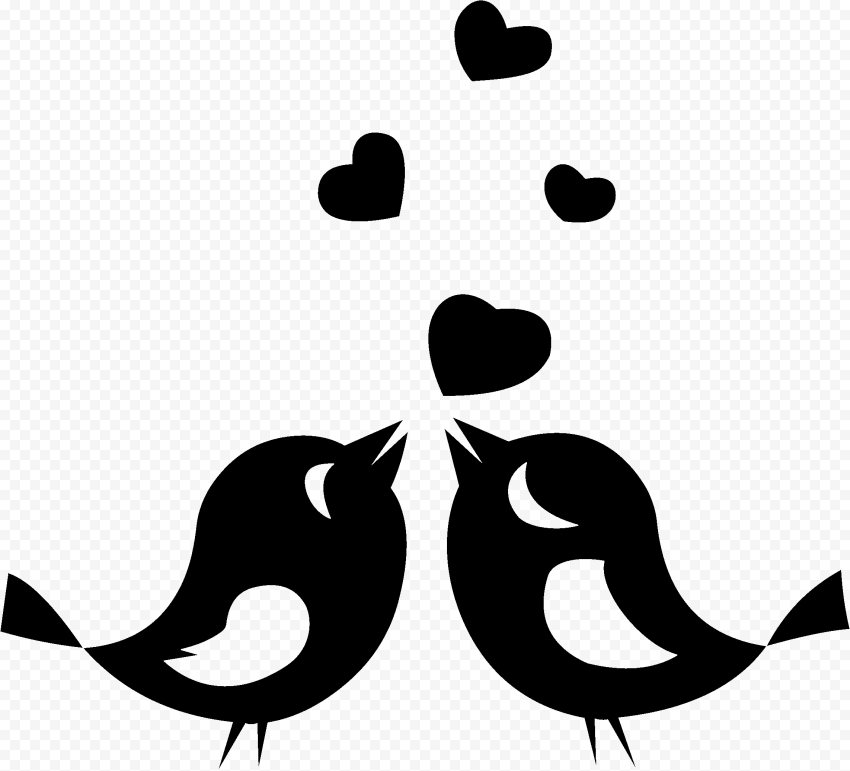 Two Birds In Love Black Silhouette Download PNG Citypng