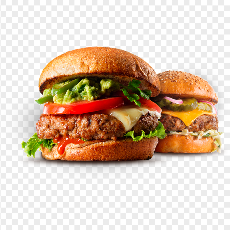 Two Burgers Fast Food Sandwiches