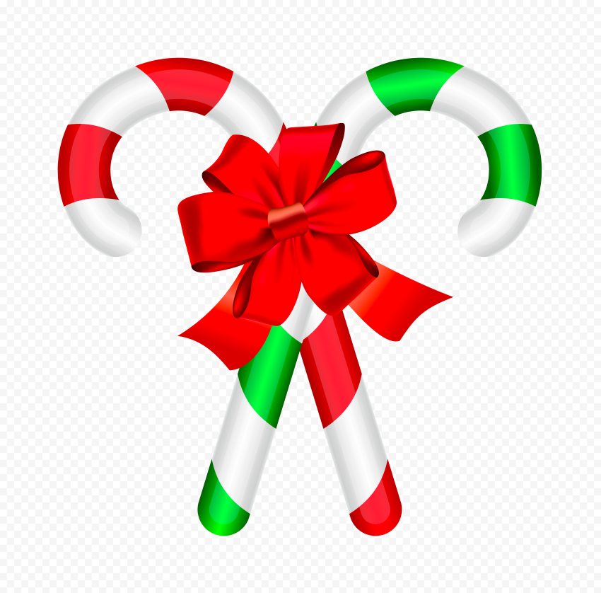 Two Crossed Candy Cane With Red Bow HD PNG Citypng
