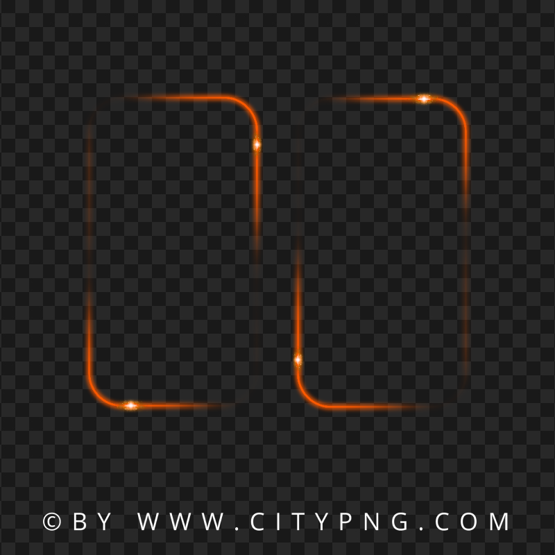 Two Orange Double Glowing Neon Frame Transparent PNG
