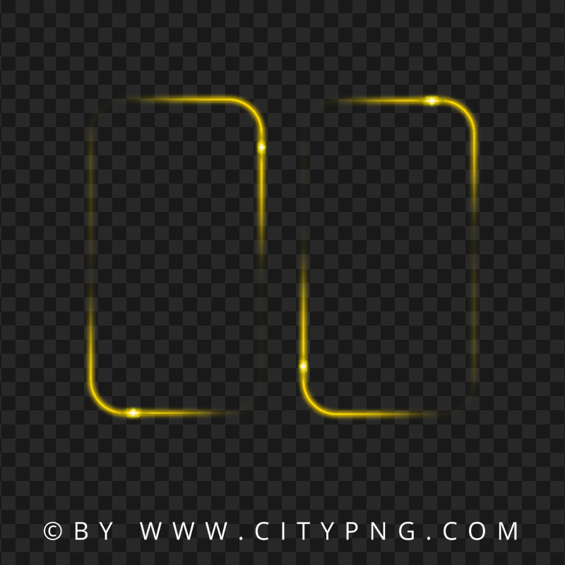 Two Yellow Double Glowing Neon Frame Image PNG