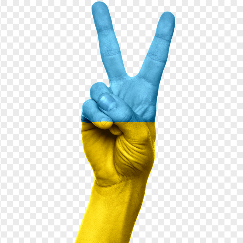 Ukraine Flag Hand Peace Sign Gesture Download PNG