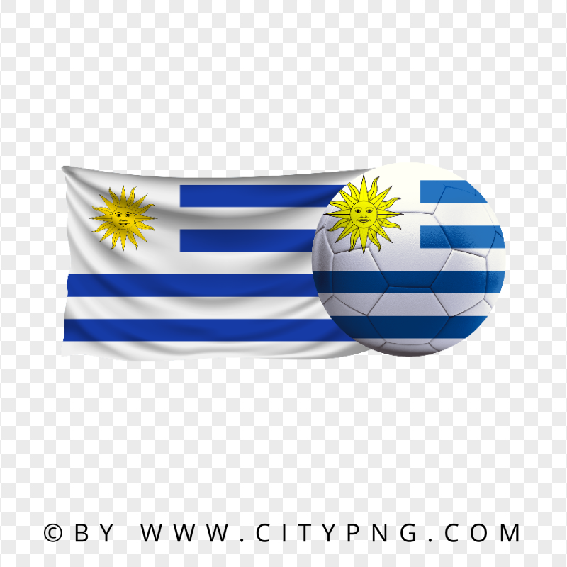 Uruguay Flag With Soccer Football Ball PNG
