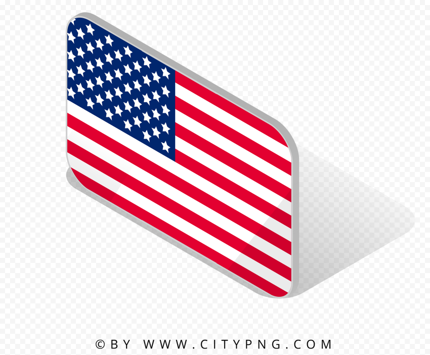 USA United States Isometric 3D Flag Icon HD PNG