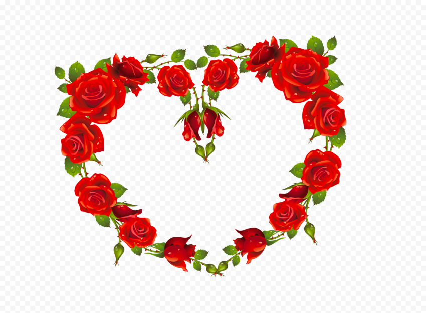 Valentine Love Floral Heart Frame PNG Image