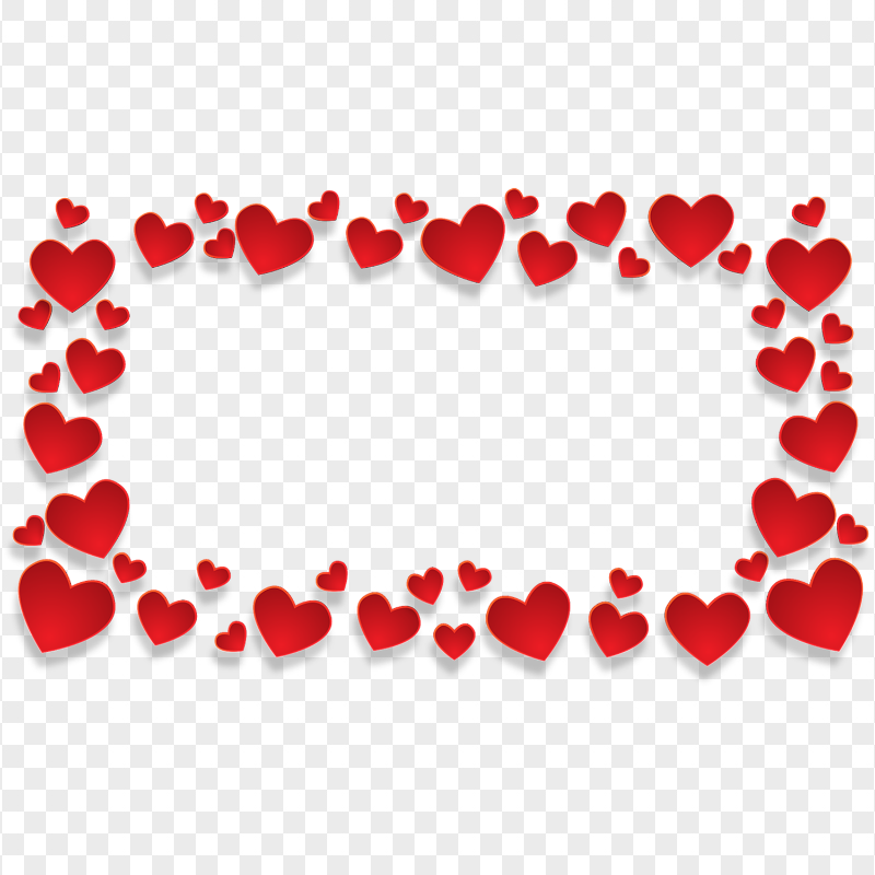 Valentine Love Frame Of Red Hearts Download PNG