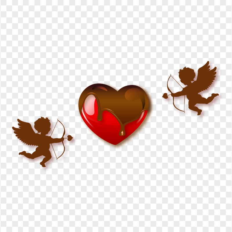 Valentine Red Heart Covered With Chocolate Illustration