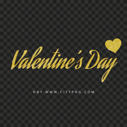 Valentine's Day Gold Glitter Text Lettering Typography PNG