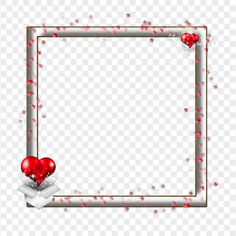 Valentine's  Love Square Frame With Hearts PNG