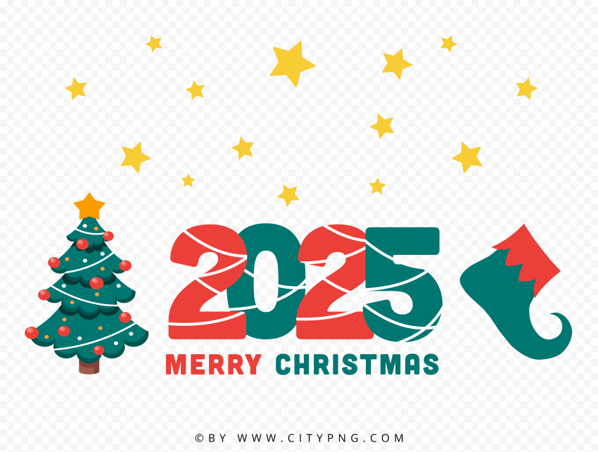 Vector 2025 Merry Christmas Red And Green PNG IMG
