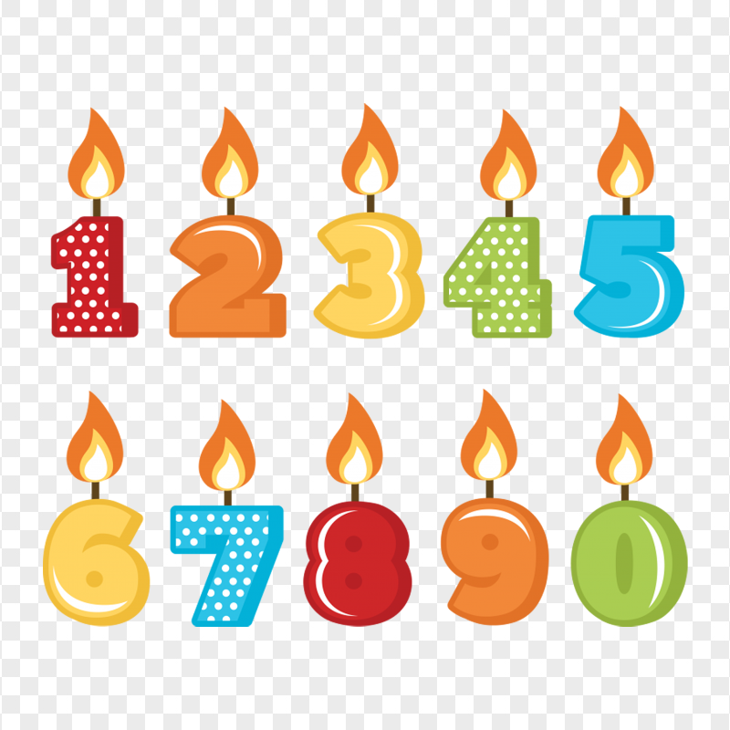 Vector Birthday Numbers Numbered Candles