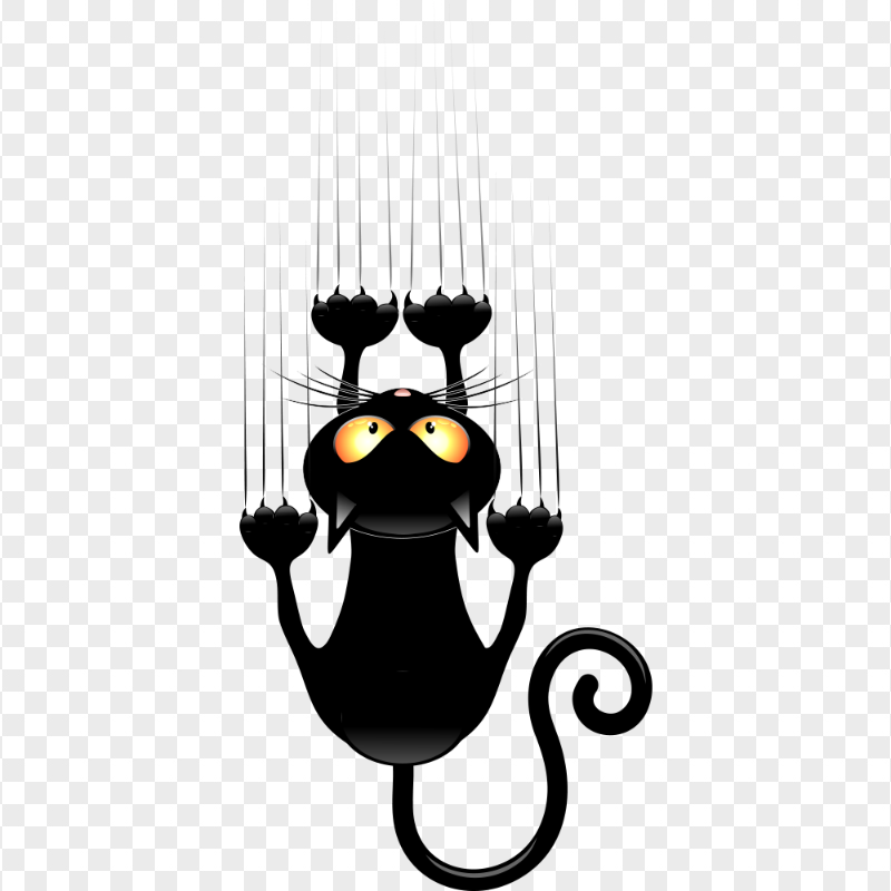 Vector Cartoon Black Fierce Cat HD Transparent Background