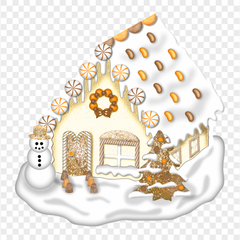 Vector Cartoon Christmas Cake Snowy House PNG Image