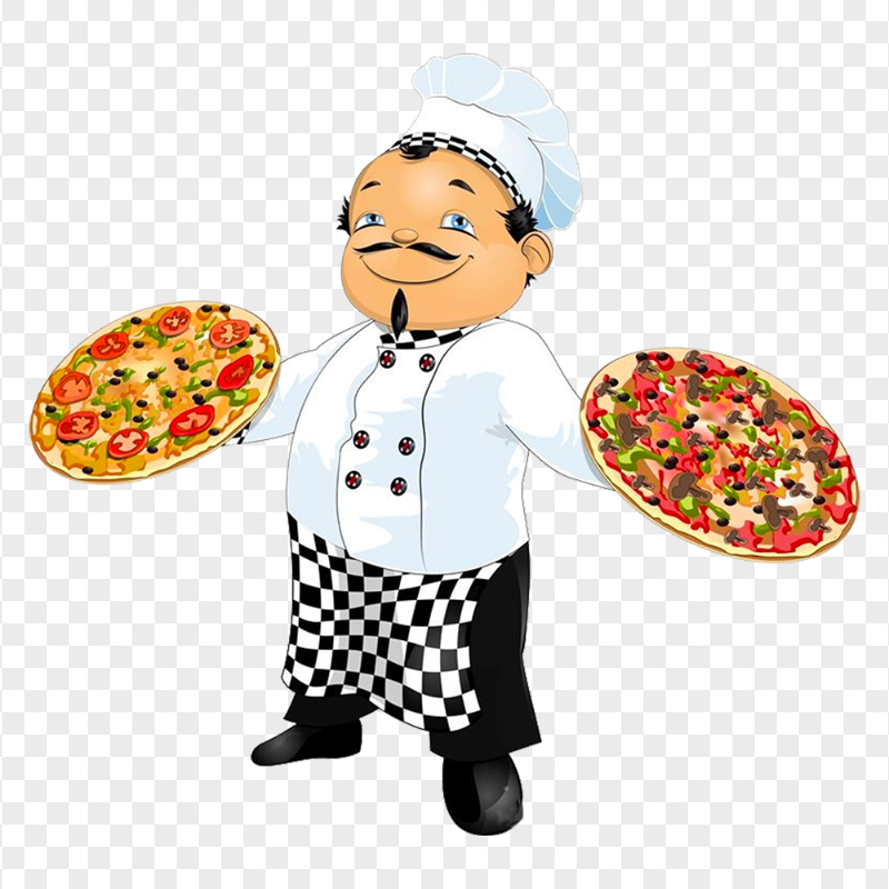 Vector Cartoon Cooking Pizza Italian Chef HD PNG