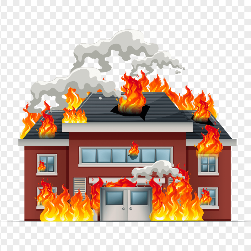 Vector Cartoon Illustration House Fire HD PNG